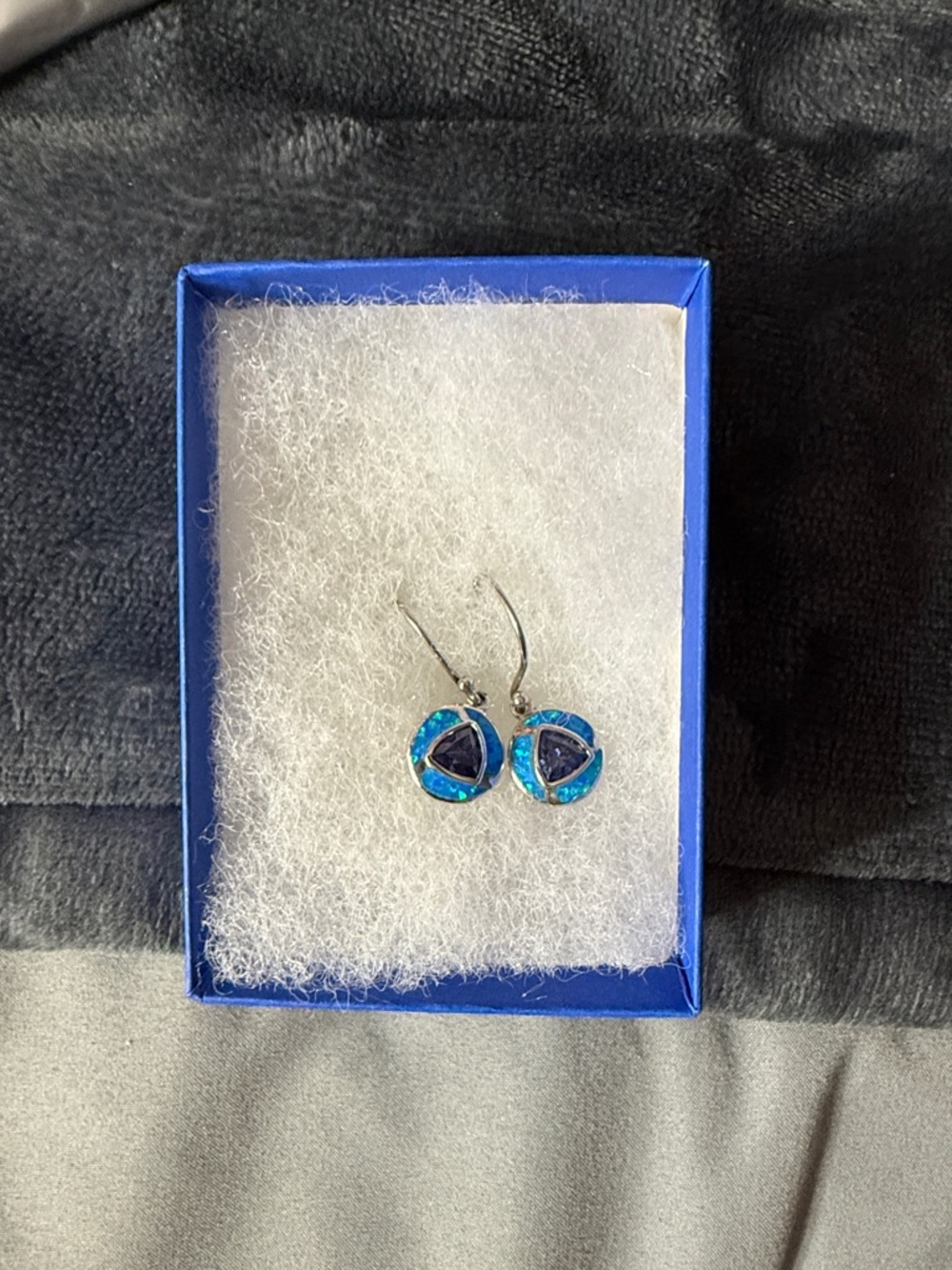 Allure Blue and Turquoise Triangle Inlay Drop Earrings